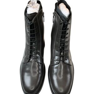 Banana Republic Men's Black Leather Combat Boots Lace-Up Zipper Ankle Size 11